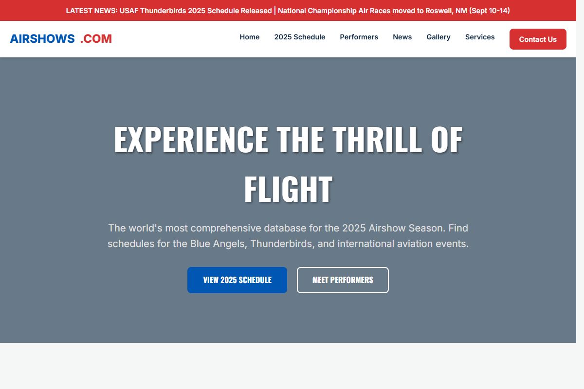 AI Redesign for airshows.com/
