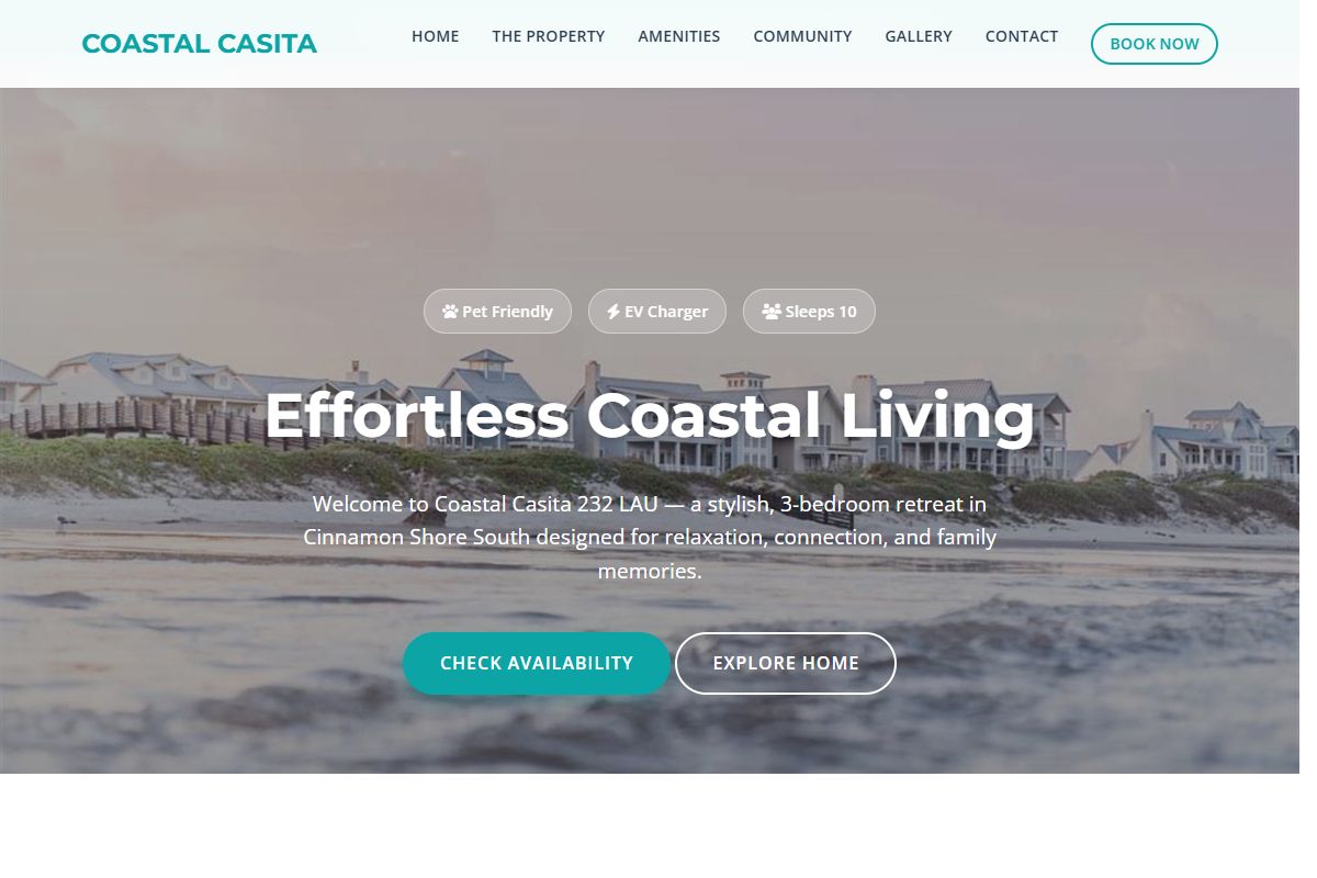 AI Redesign for cinnamonshore.com/rentals/coastal-casita-232-lau/