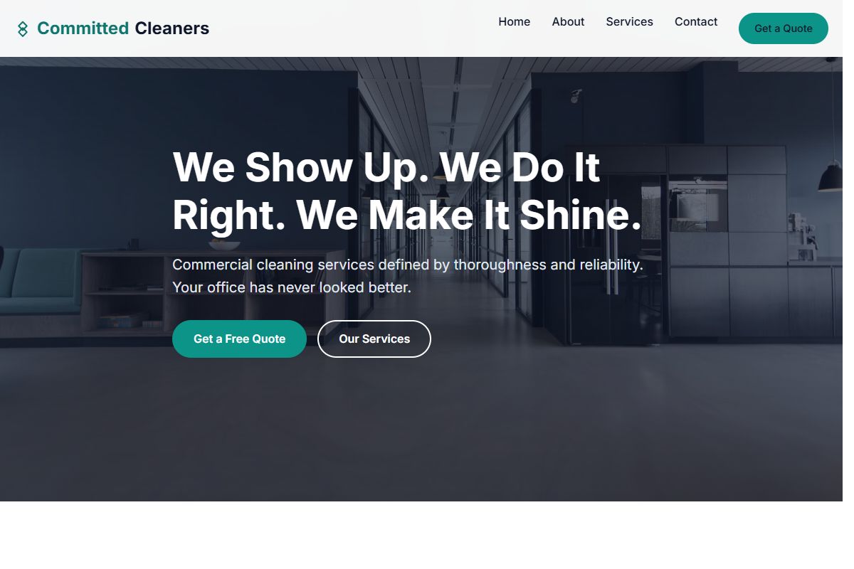 AI Redesign for committedcleaners.com/