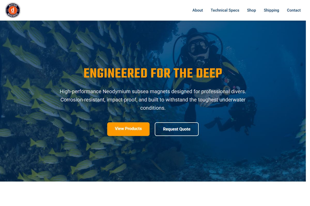 AI Redesign for divingmagnets.com/