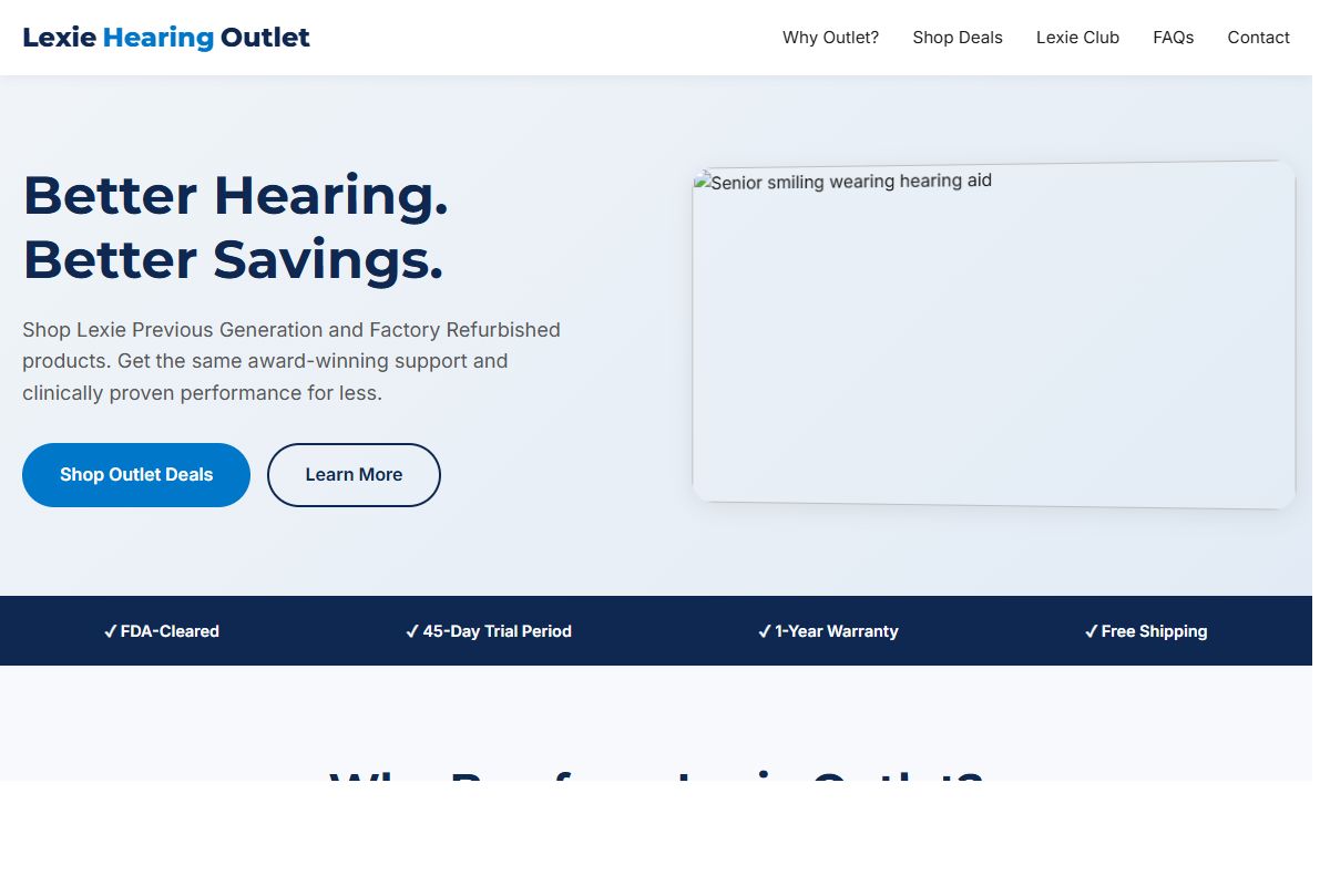 AI Redesign for lexiehearing.com/us/outlet-store/