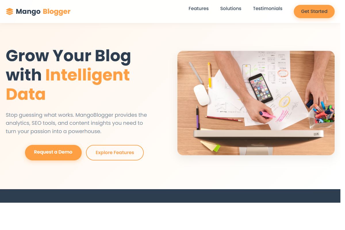 AI Redesign for mangoblogger.com/demo_request_submit/