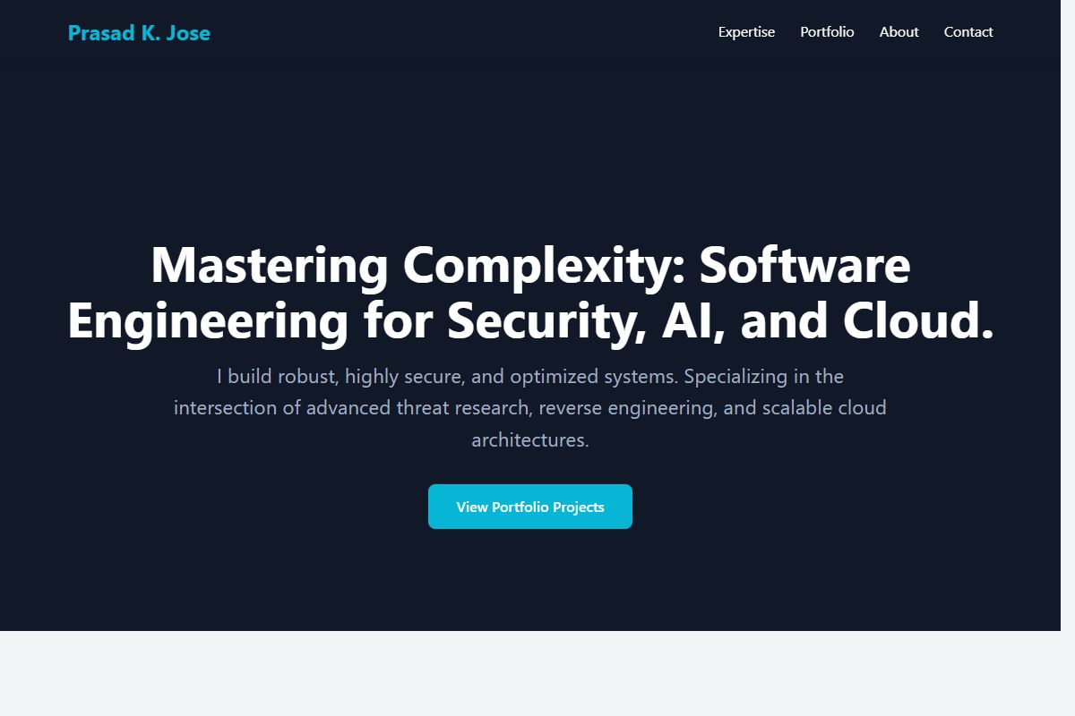 AI Redesign for prasadkjose.com/