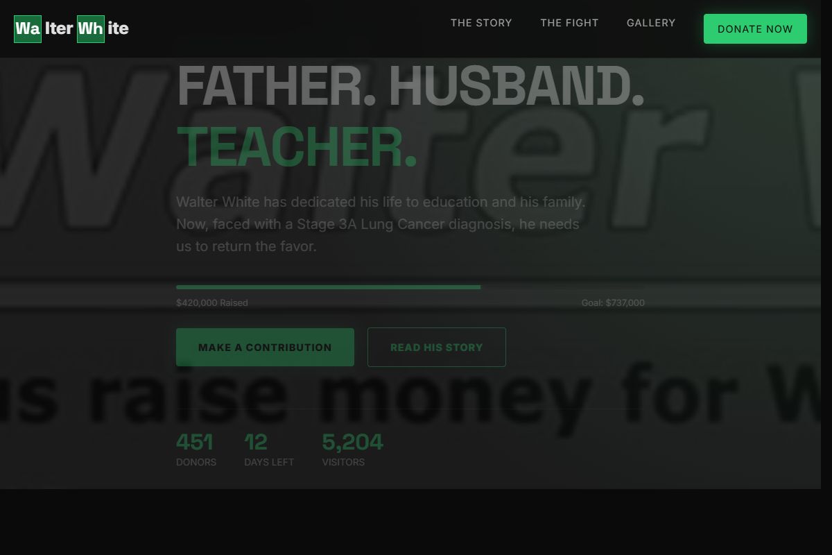 AI Redesign for savewalterwhite.com/