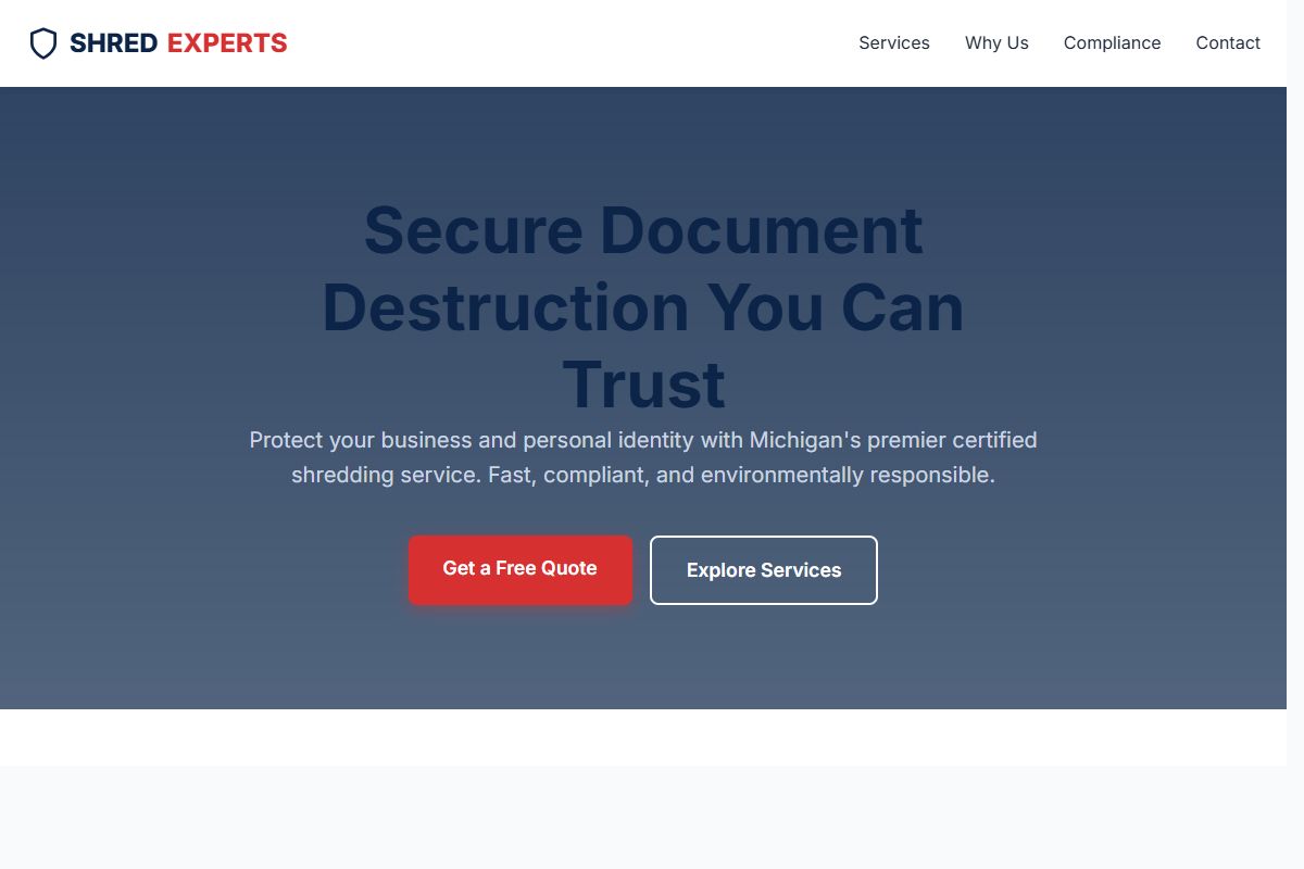 AI Redesign for shredexperts.com/