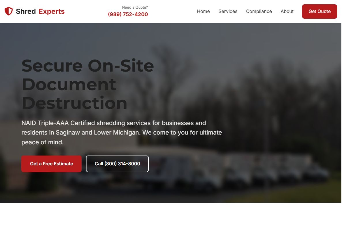 AI Redesign for shredexperts.com/