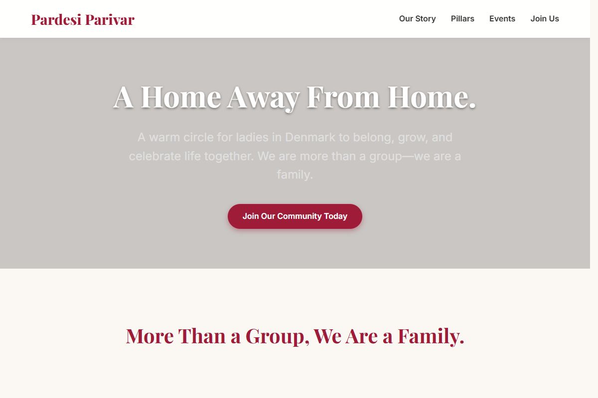 AI Redesign for sites.google.com/view/pardesiparivar/home/