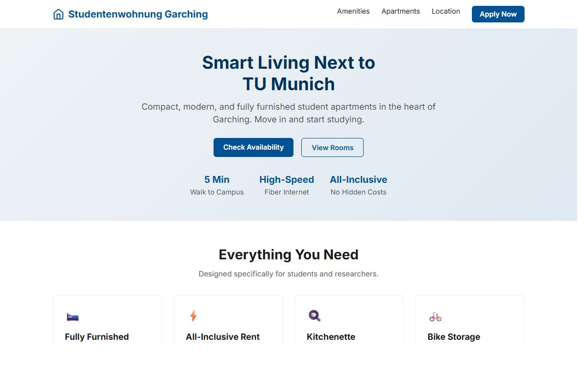 AI Redesign for studentenwohnung-garching.de/