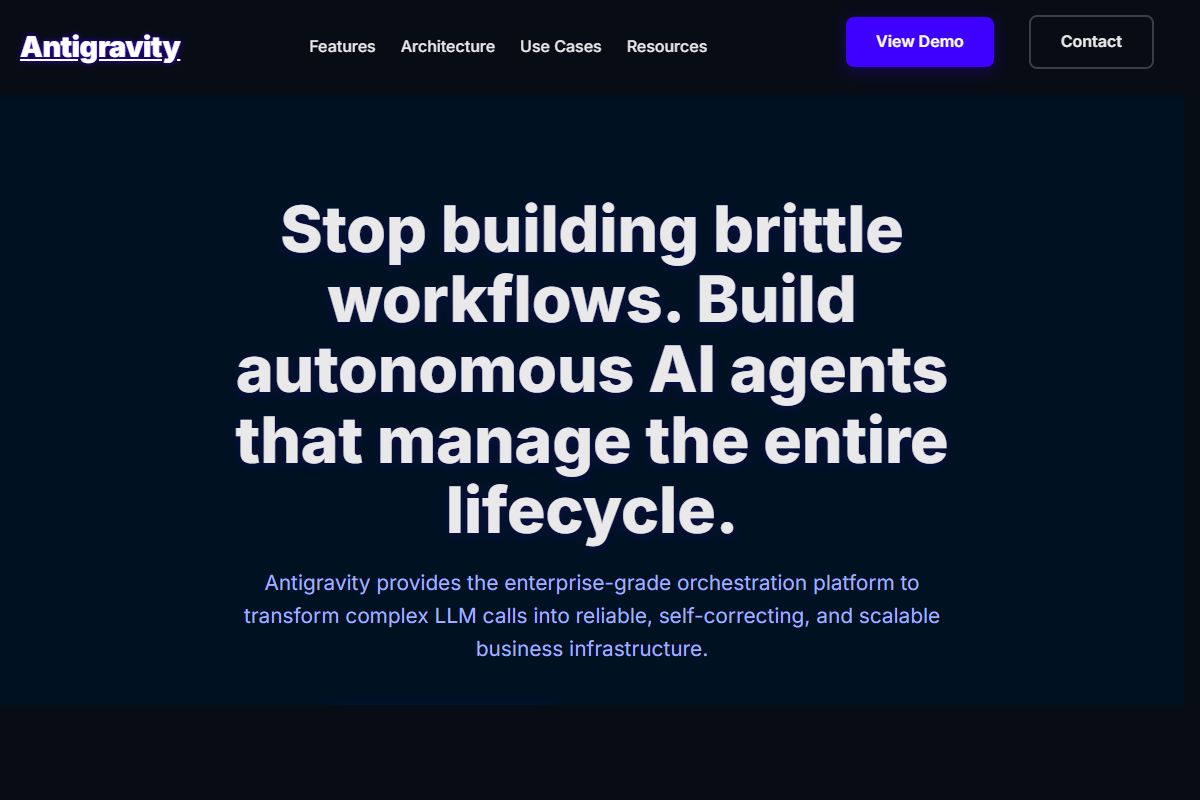 AI Redesign for antigravity.google/