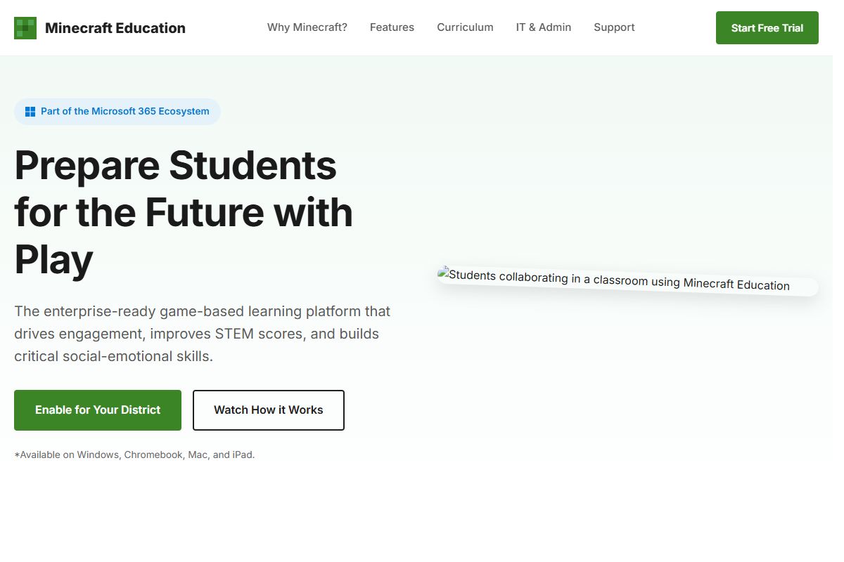 AI Redesign for education.minecraft.net/en-us/