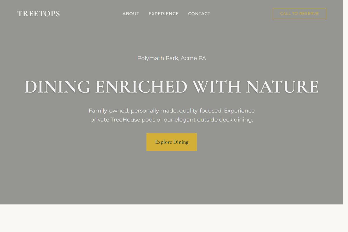 AI Redesign for treetopsrestaurant.net/