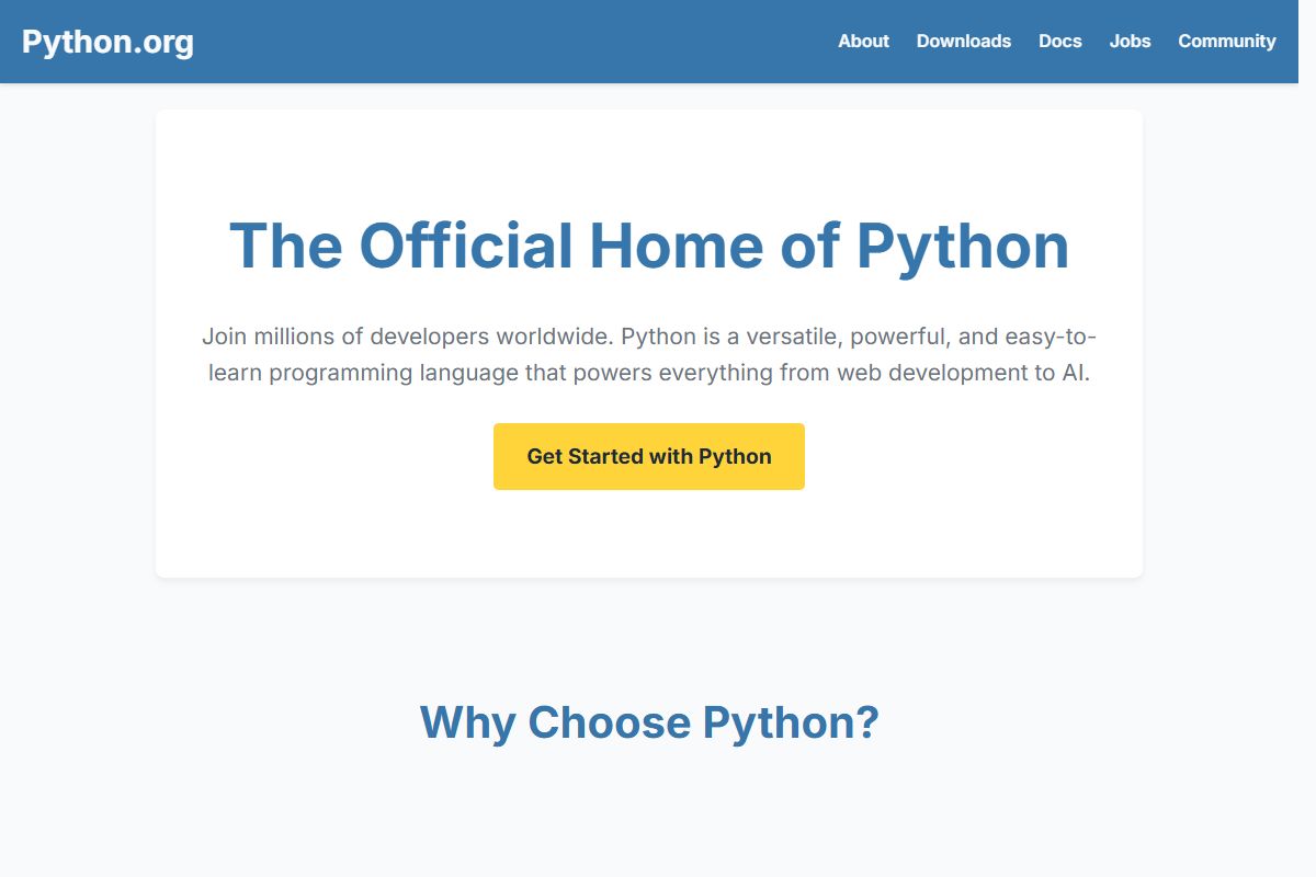 AI Redesign for python.org/